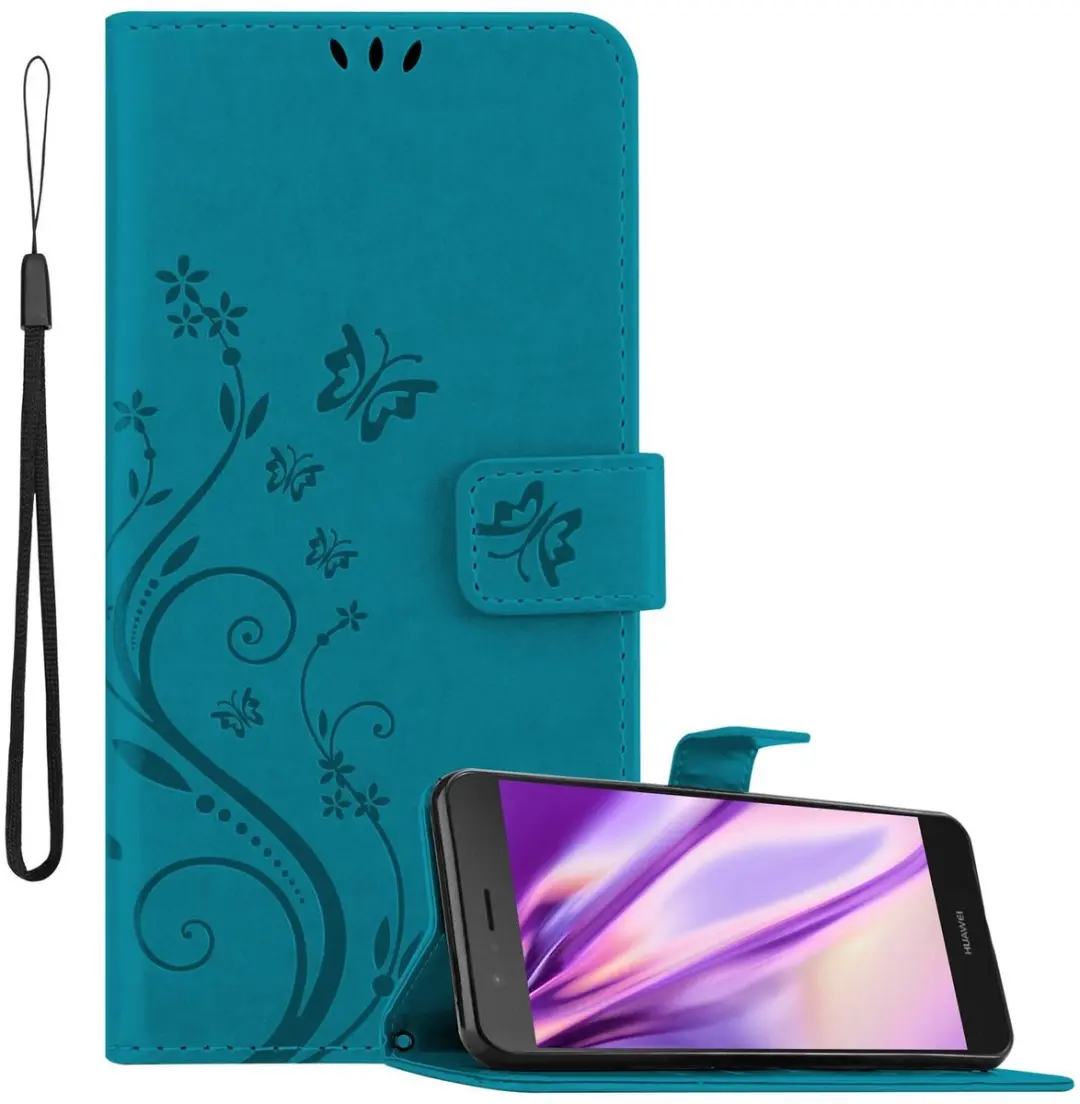 Cadorabo Hoesje geschikt voor Huawei P9 LITE 2016 / G9 LITE in BLOEMEN BLAUW