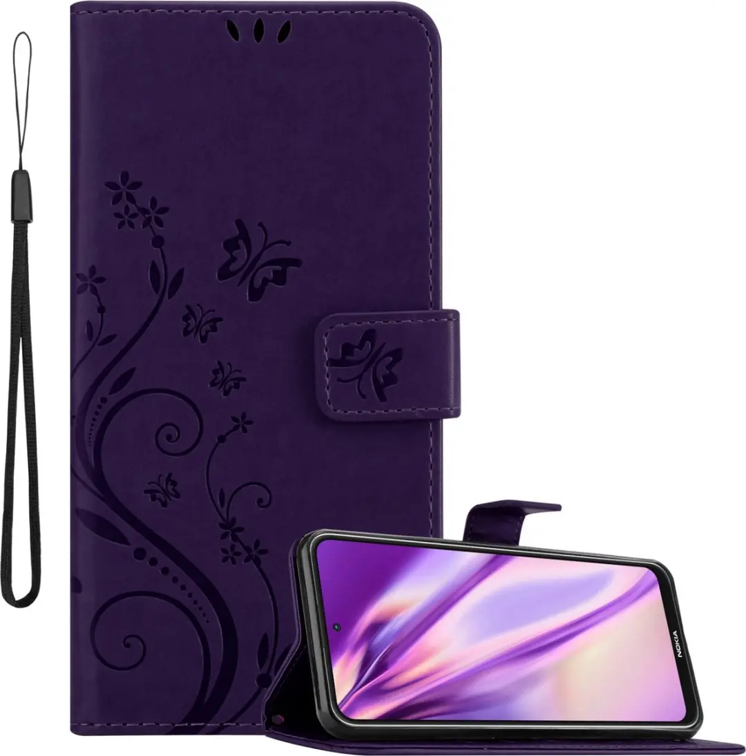 Cadorabo Hoesje geschikt voor Nokia X10 / X20 in BLOEMEN DONKER PAARS