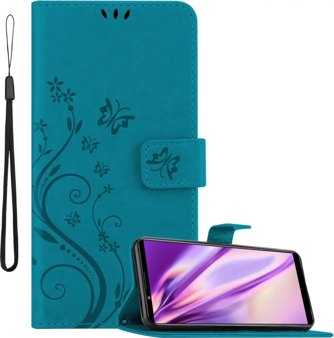 Cadorabo Hoesje geschikt voor Sony Xperia PRO-I in BLOEMEN BLAUW