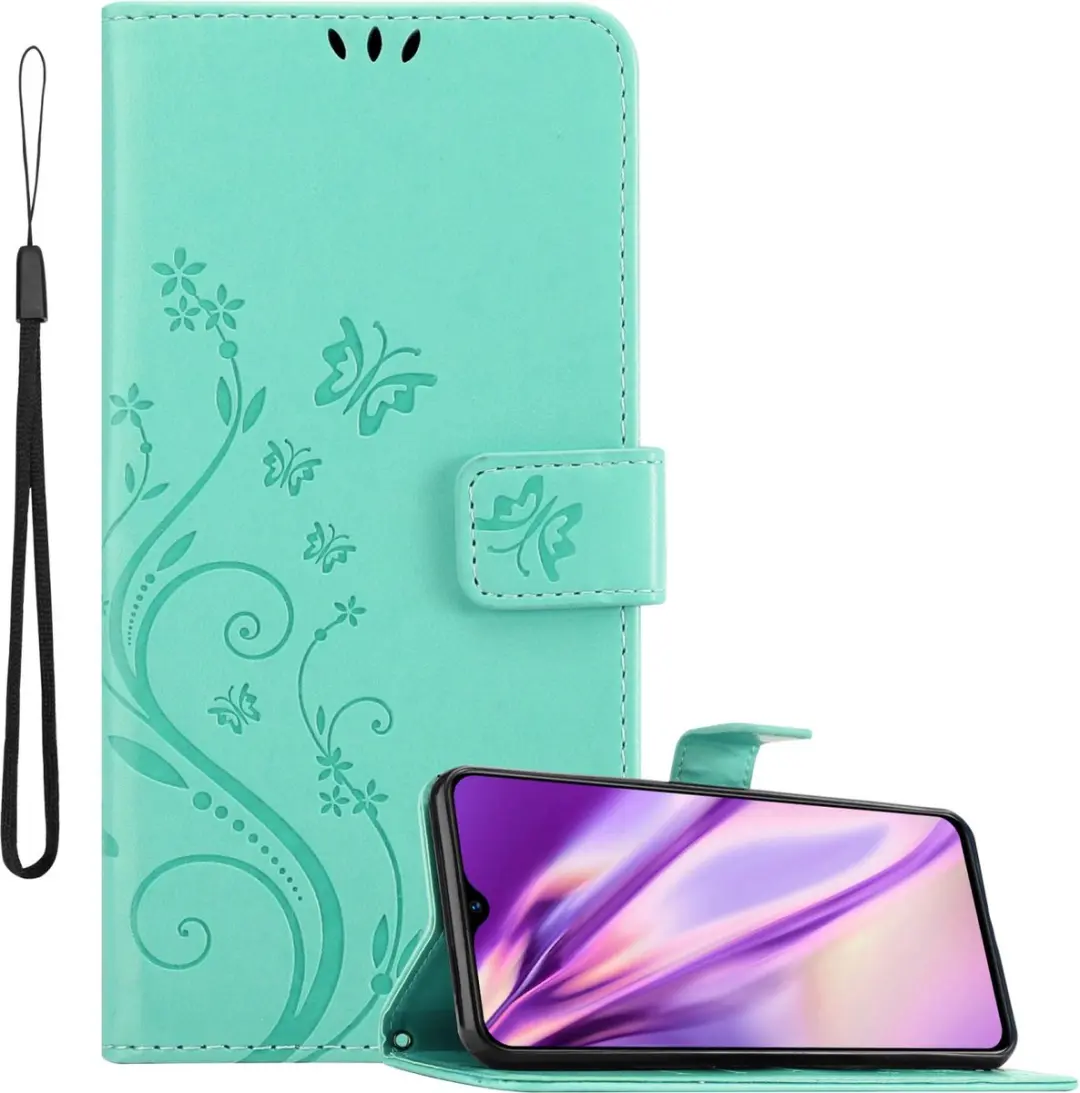 Cadorabo Hoesje geschikt voor Realme 5 / 5i / 6i / C3 in BLOEMEN TURKOOIS