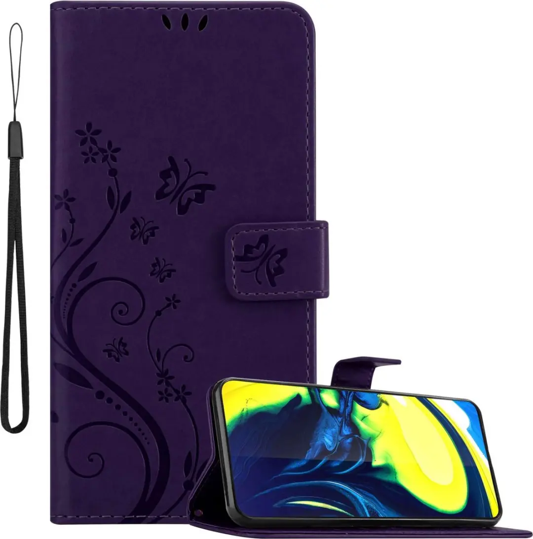 Cadorabo Hoesje geschikt voor Samsung Galaxy A80 / A90 4G in BLOEMEN DONKER PAAR