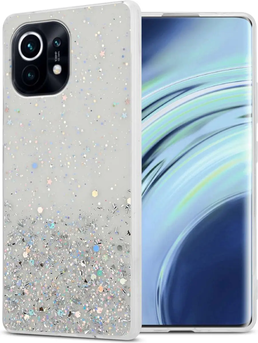 Cadorabo Hoesje geschikt voor Xiaomi Mi 11 5G in Transparant met Glitter