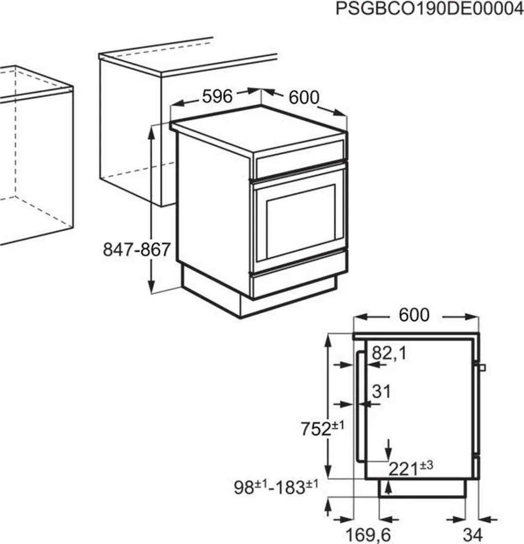 AEG CCB6442BBM Vrijstaand fornuis - 4 kookzones - 1 oven