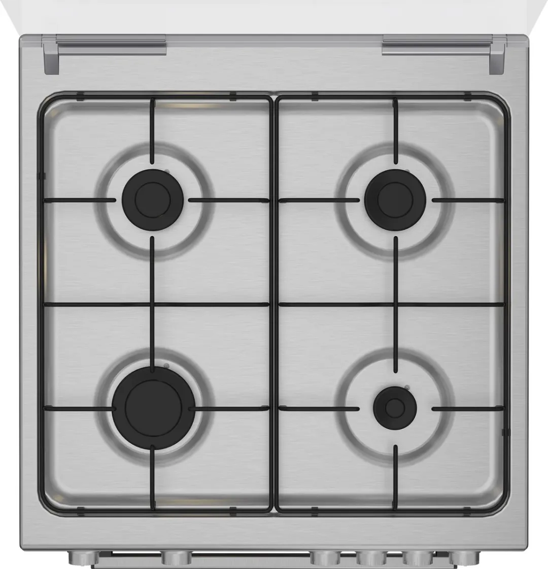 Beko FBM6202XNL AeroPerfect – Vrijstaand Gasfornuis – 60 cm – 4 Gasbranders – Multifunctionele Elektrische Oven – Inox – 66L – Energieklasse A