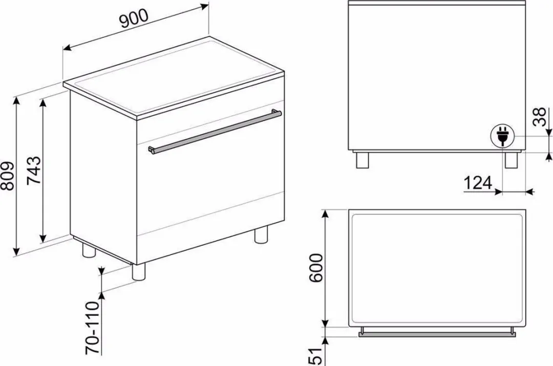 Smeg Symphony C9IMAN9 Vrijstaand Fornuis Inductie - 5 Zones - Antraciet