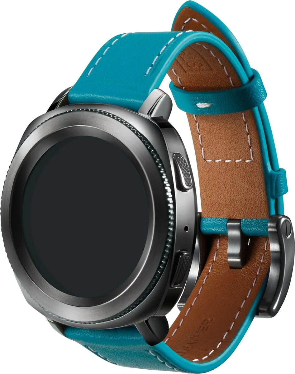 Samsung Leren Bandje Gear Sport - Blauw