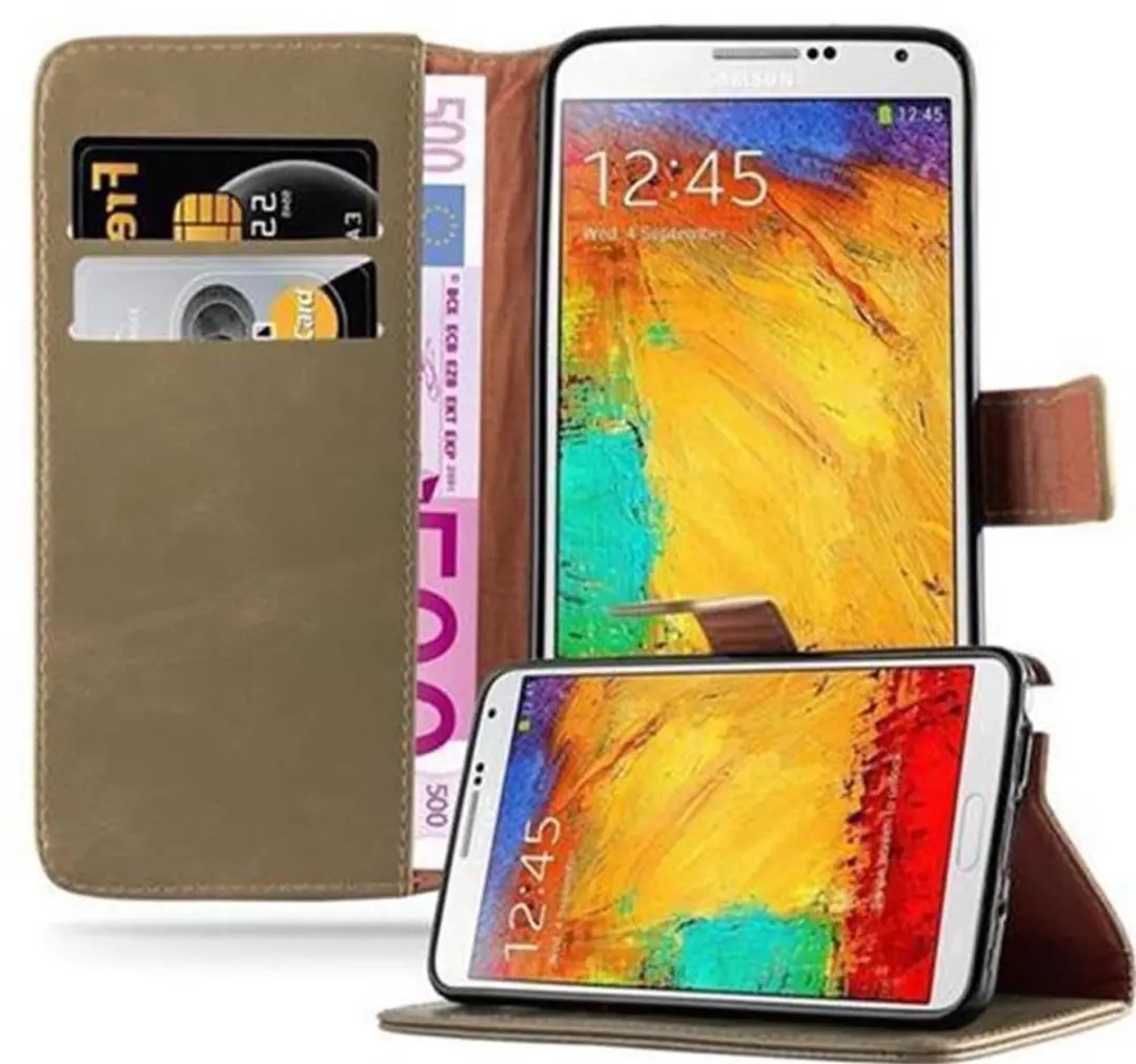 Cadorabo Hoesje geschikt voor Samsung Galaxy NOTE 3 in CAPPUCCINO BRUIN