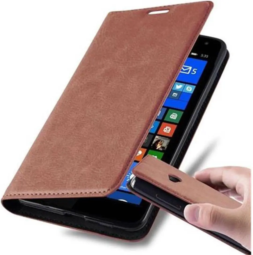 Cadorabo Hoesje geschikt voor Nokia Lumia 535 in CAPPUCCINO BRUIN