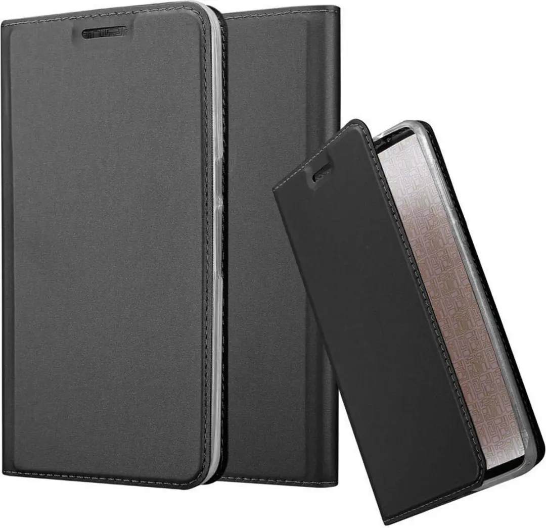 Cadorabo Hoesje geschikt voor Huawei Google NEXUS 6P in CLASSY ZWART - Beschermhoes met magnetische sluiting, standfunctie en kaartvakje Book Case Cover Etui