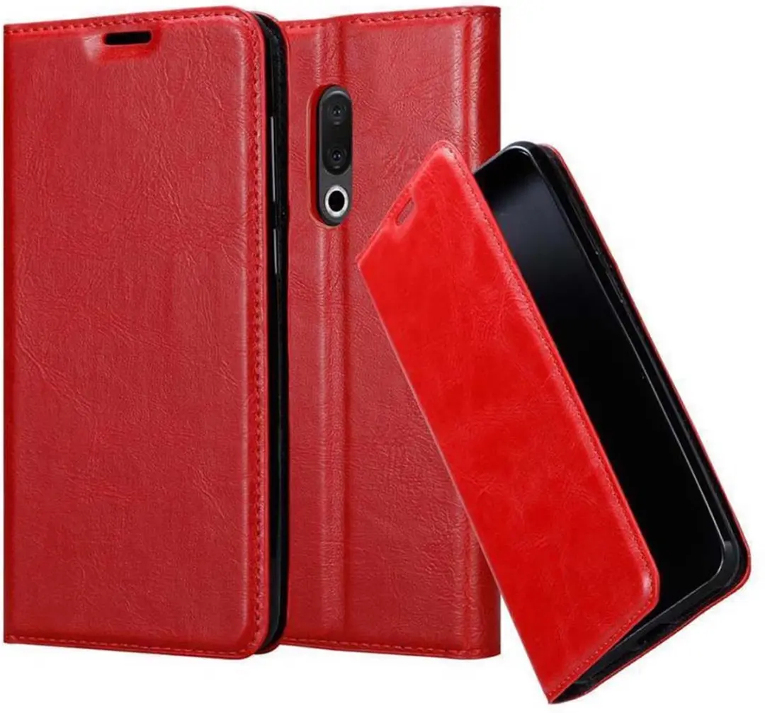 Cadorabo Hoesje geschikt voor MEIZU 15 in APPEL ROOD - Beschermhoes met magnetische sluiting, standfunctie en kaartvakje Book Case Cover Etui