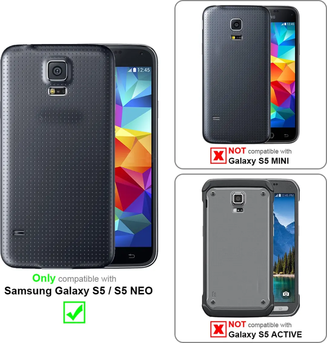 Cadorabo Hoesje geschikt voor Samsung Galaxy S5 / S5 NEO in ZWART ZILVER