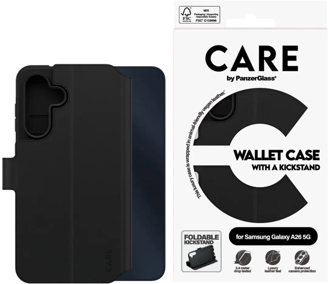 CARE by PanzerGlass Feature Wallet Case Samsung Galaxy A26 - Zwart - afbeelding 4 van 5