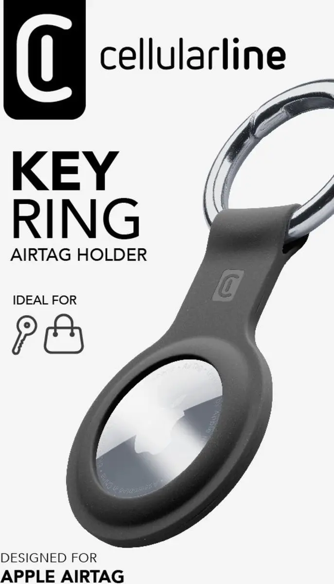 Cellularline AirTag Sleutelhanger - Zwart - afbeelding 3 van 4