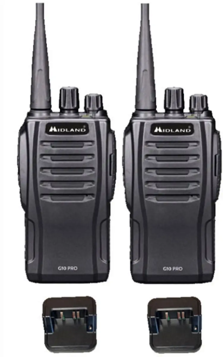 Set van 2 Midland G10 Pro UHF PMR446 Portofoon met tafellader
