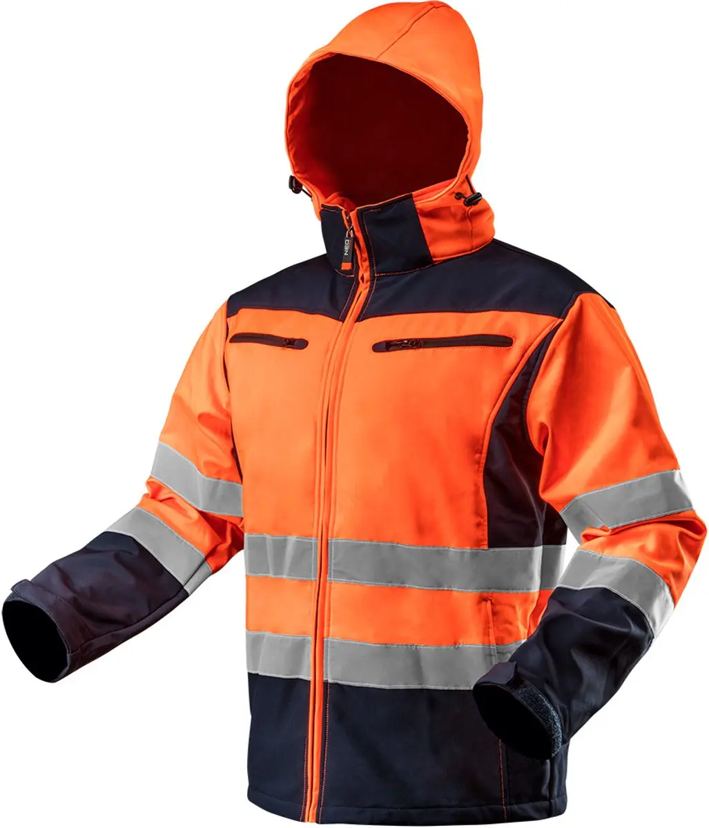Neo Tools Hi-Vision Softshell Jas Flu Oranje S/48 Donkere Stof Water En Wind Bes