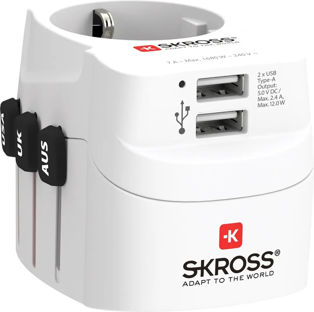 Skross Pro Licht Reisadapter - 2x USB - Wit - afbeelding 5 van 6