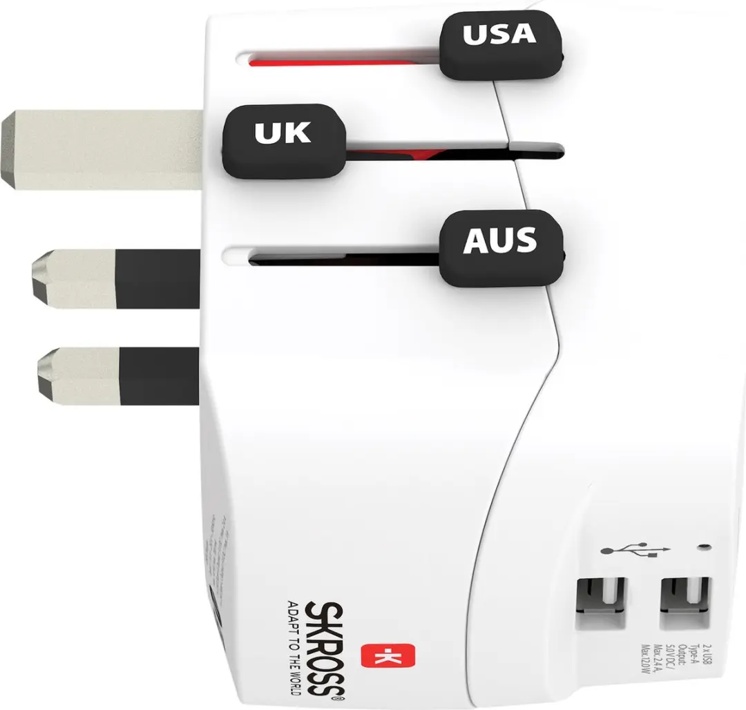 Skross Pro Licht Reisadapter - 2x USB - Wit - afbeelding 4 van 6