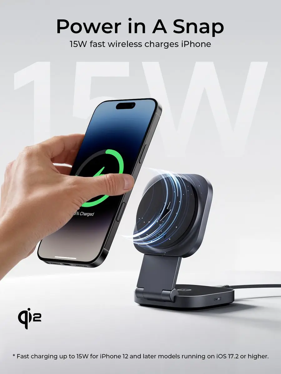 Aukey LC-MC211 Draadloze Oplader 15W - Zilver/Grijs - afbeelding 5 van 6