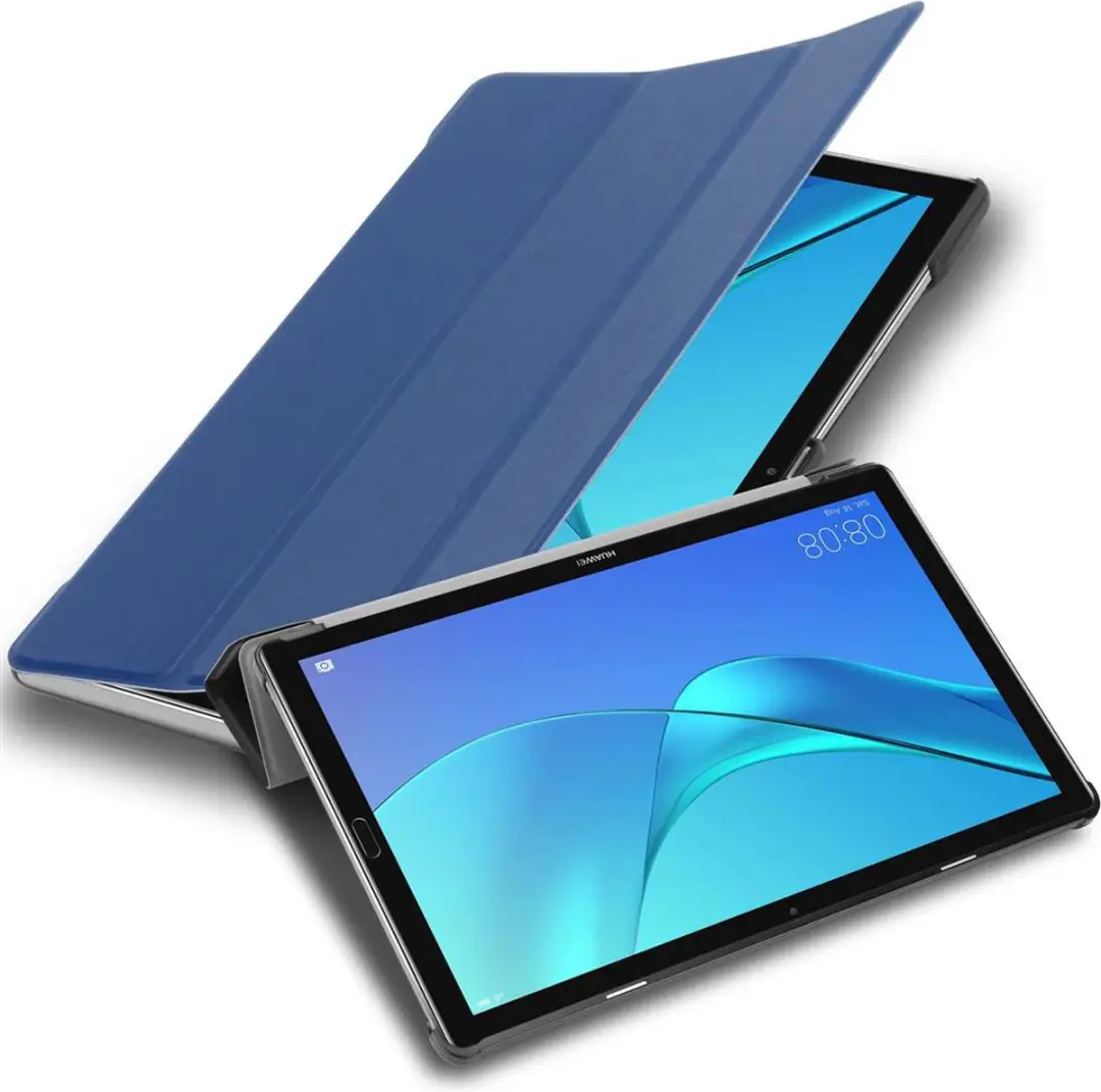 Cadorabo Tablet Hoesje geschikt voor Huawei MediaPad M5 / M5 PRO (10.8 Zoll) in JERSEY DONKER BLAUW - Ultra dun beschermend geval met automatische Wake Up en Stand functie Book Case Cover Etui