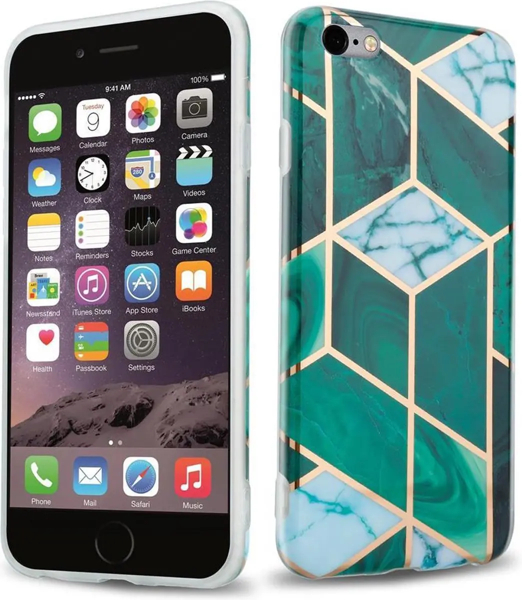 Cadorabo Hoesje geschikt voor Apple iPhone 6 PLUS / 6S PLUS in Donkergroen Wit G