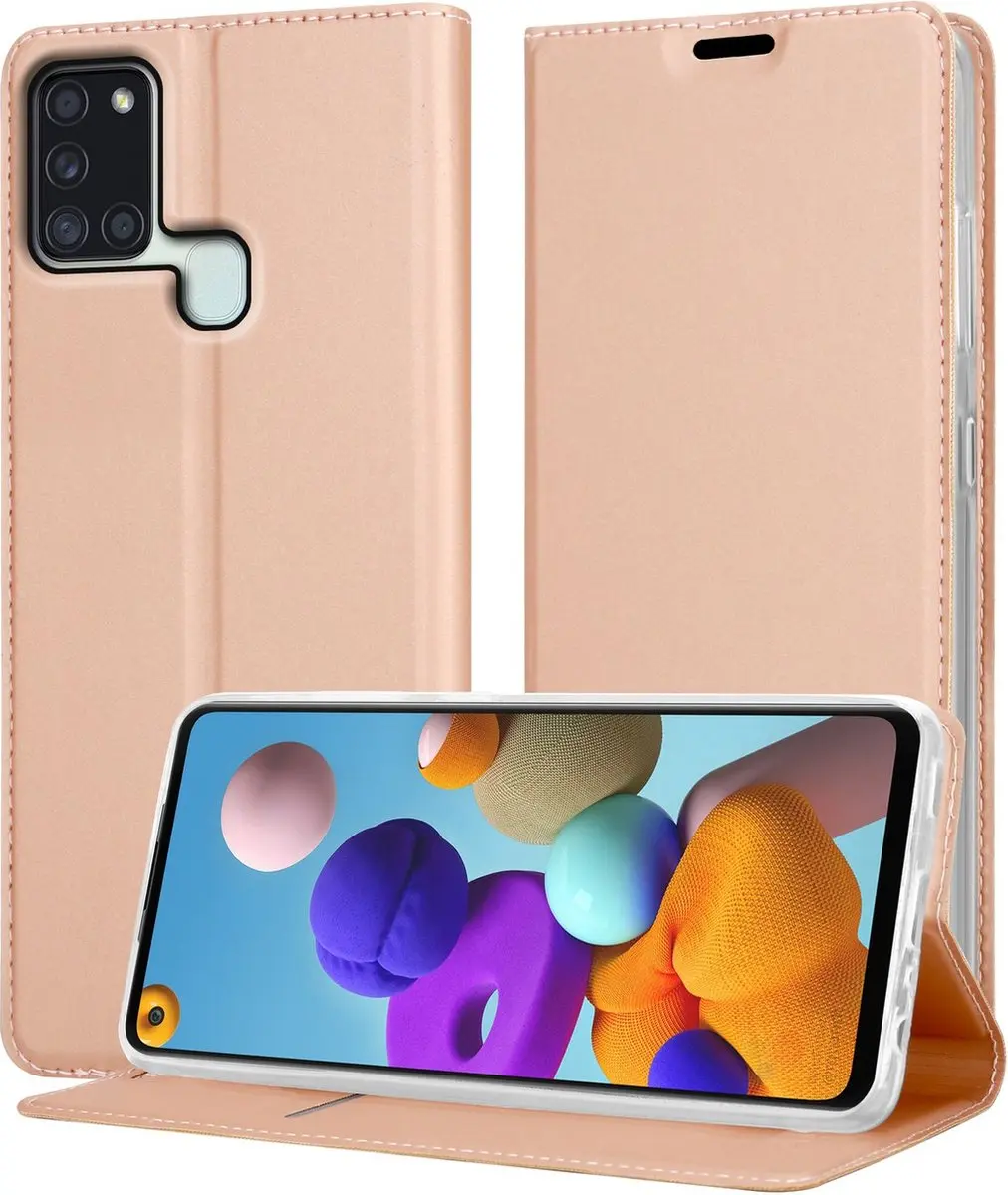 Cadorabo Hoesje geschikt voor Samsung Galaxy A21s in CLASSY ROSE GOUD