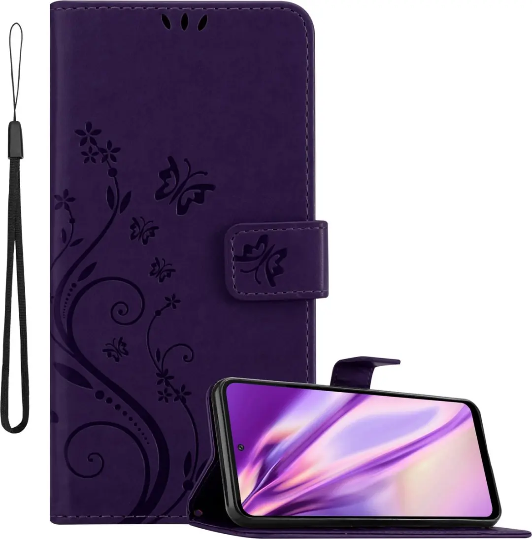 Cadorabo Hoesje geschikt voor Motorola MOTO G71 5G in BLOEMEN DONKER PAARS