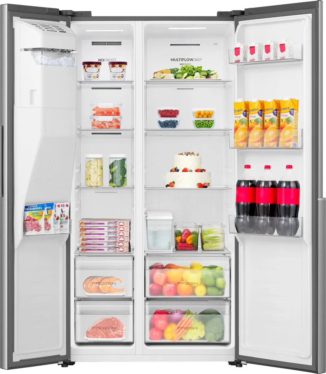 Etna AKV5178IRVS Amerikaanse Koelkast - 528L No-Frost - IJs/waterdispenser