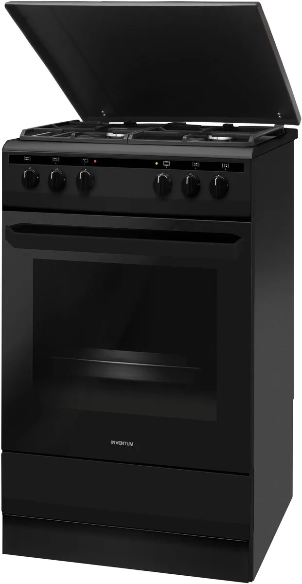 Inventum VFG5020GZWA - Vrijstaand gasfornuis - Elektrische hetelucht oven - 4 kookzones - 50 cm - 62 liter - Zwart