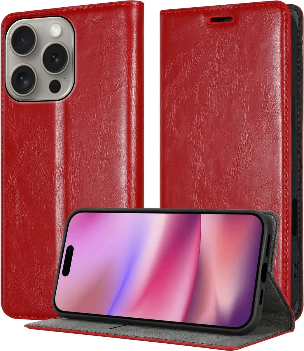 Cadorabo Hoesje geschikt voor Apple iPhone 16 PRO in APPEL ROOD