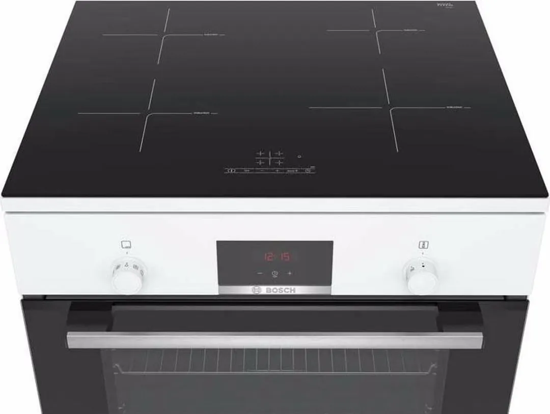 Bosch HLR390020 - Serie 4 - Vrijstaande Inductiefornuis - 3D Hetelucht: gelijkmatige luchtverdeling voor een perfect resultaat op tot wel drie bakhoogtes - Wit