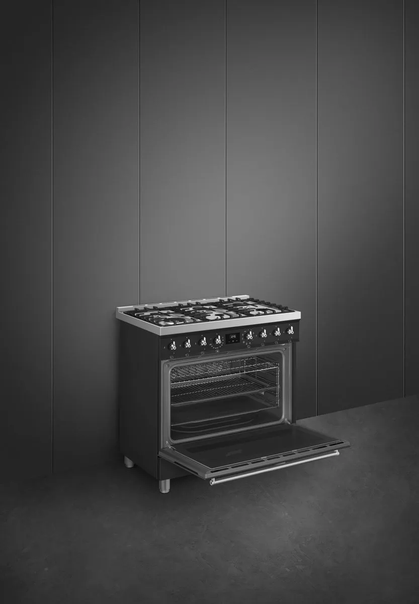 Smeg C9GMMBNLK2 Gasfornuis 90cm - Mat zwart