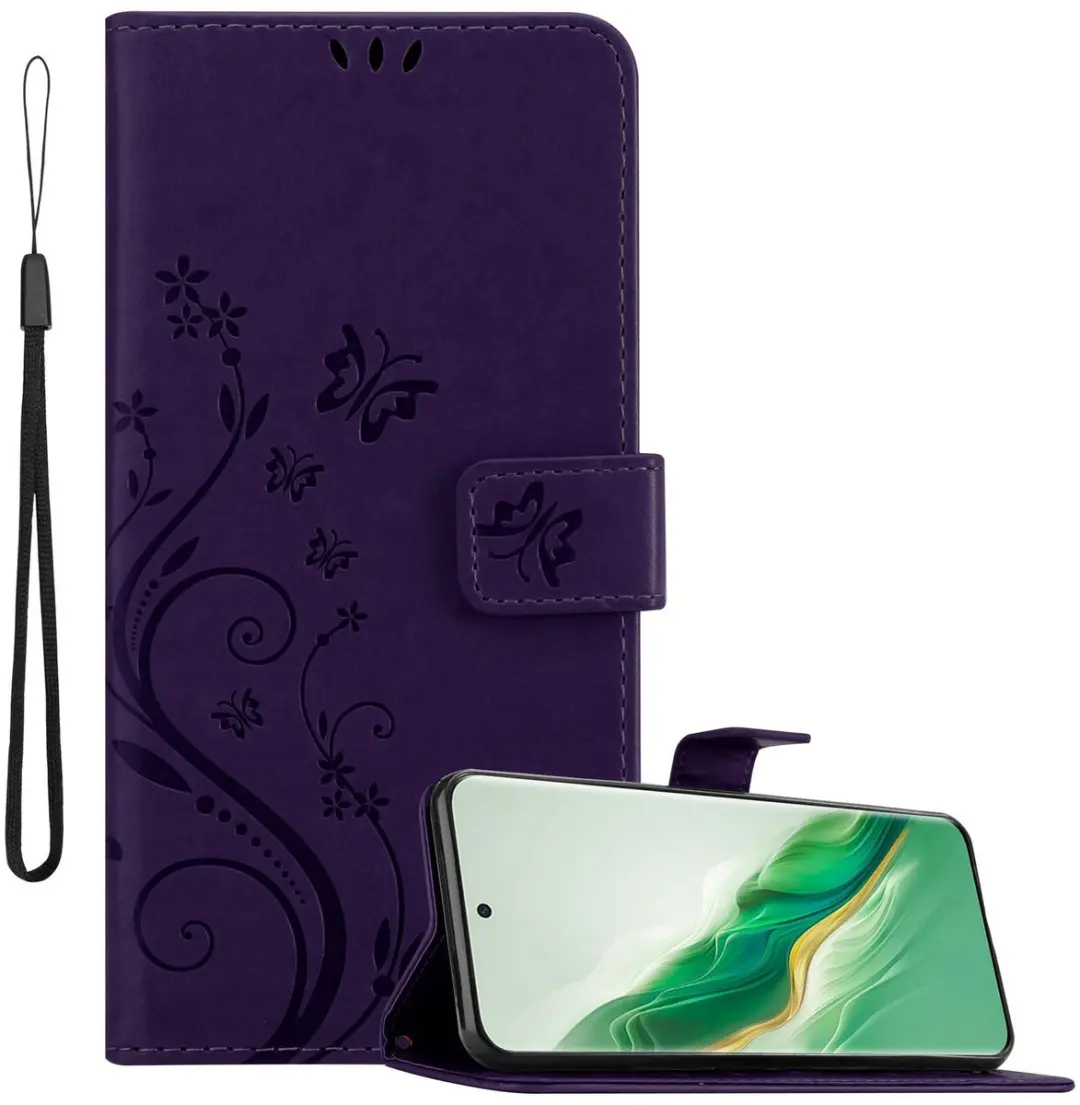 Cadorabo Hoesje geschikt voor Honor Magic 6 in BLOEMEN DONKER PAARS