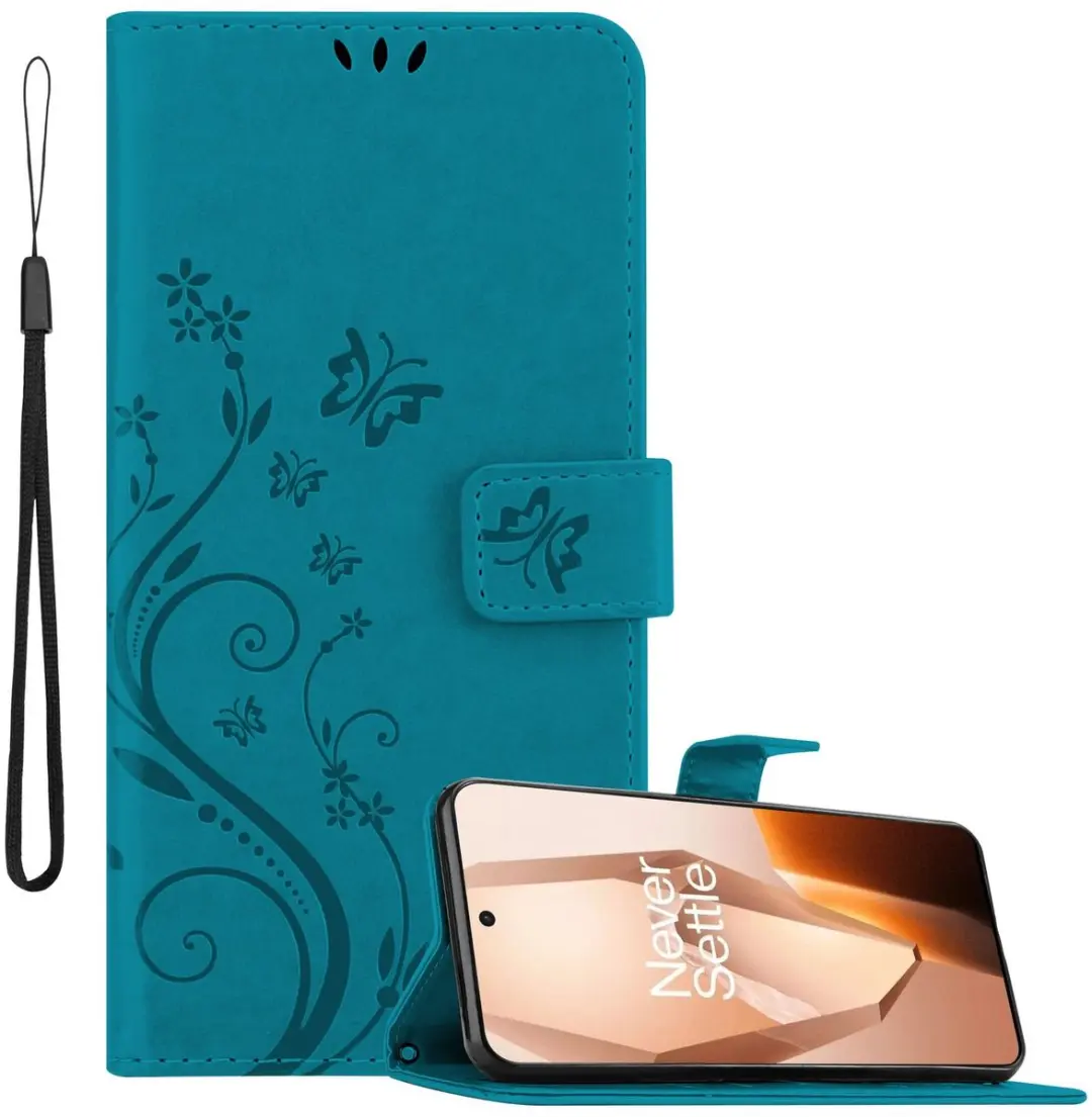 Cadorabo Hoesje geschikt voor OnePlus 13R in BLOEMEN BLAUW