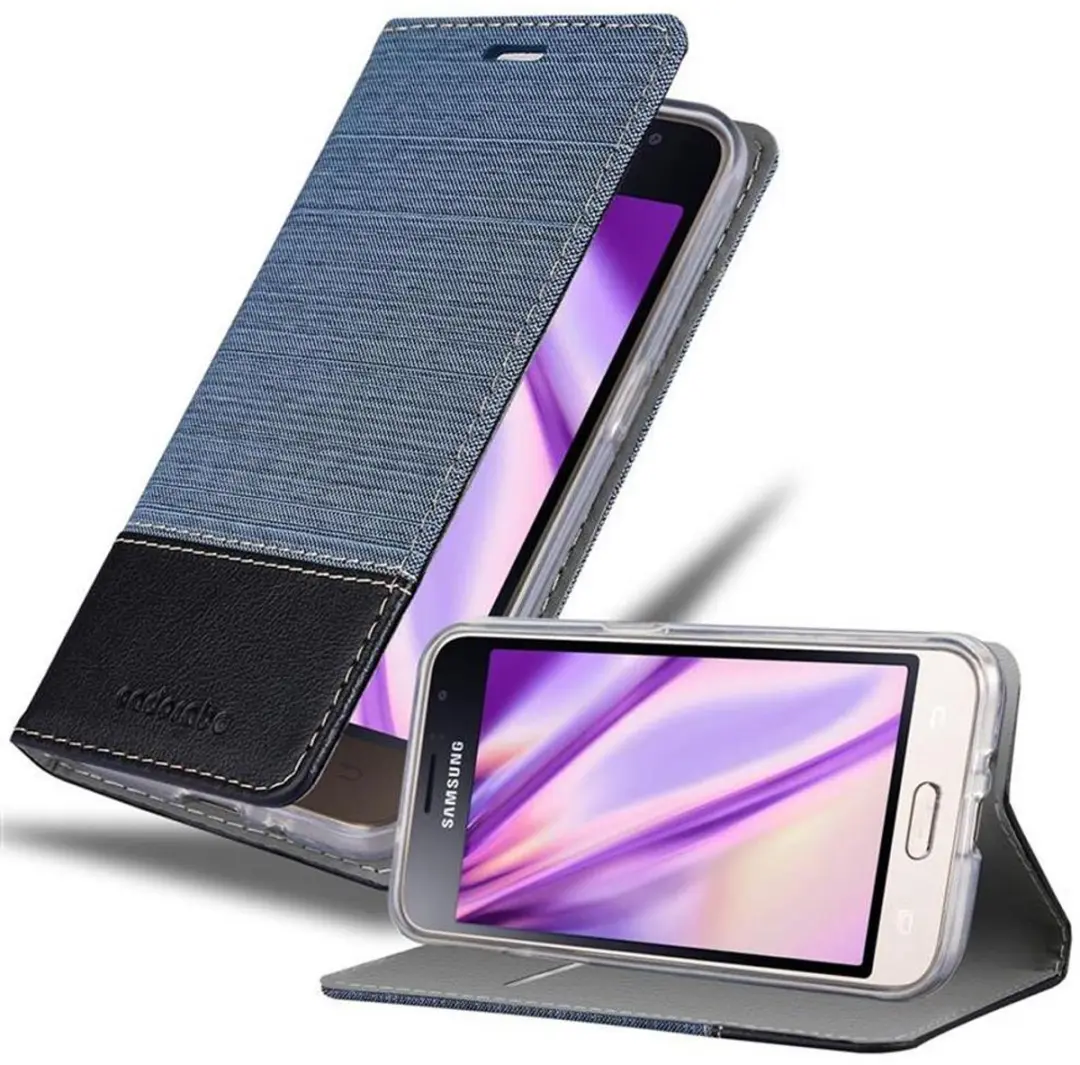 Cadorabo Hoesje geschikt voor Samsung Galaxy J1 2016 in DONKERBLAUW ZWART