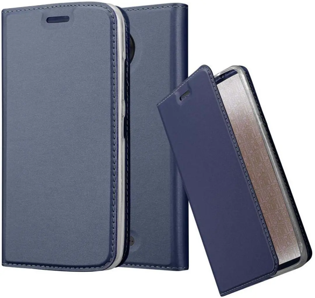 Cadorabo Hoesje geschikt voor Motorola MOTO C PLUS in CLASSY DONKER BLAUW