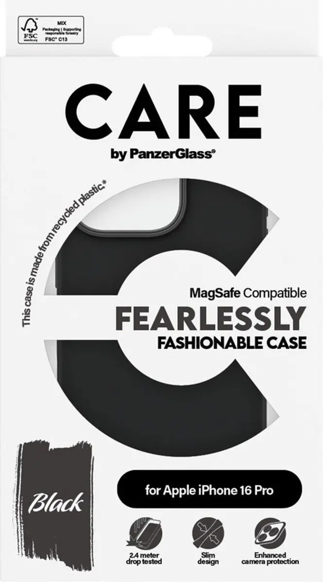 PanzerGlass CARE Fashion Hoesje iPhone 16 Pro - Zwart - afbeelding 4 van 6