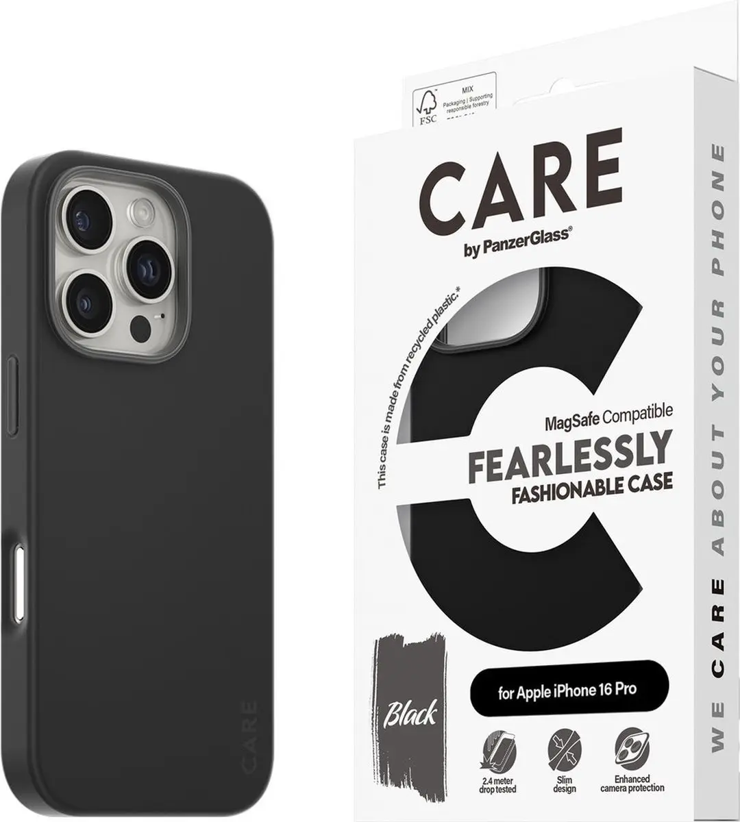 PanzerGlass CARE Fashion Hoesje iPhone 16 Pro - Zwart - afbeelding 6 van 6