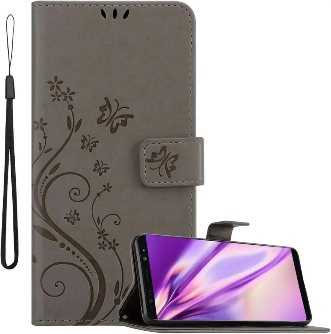 Cadorabo Hoesje geschikt voor Samsung Galaxy NOTE 8 in BLOEMEN GRIJS