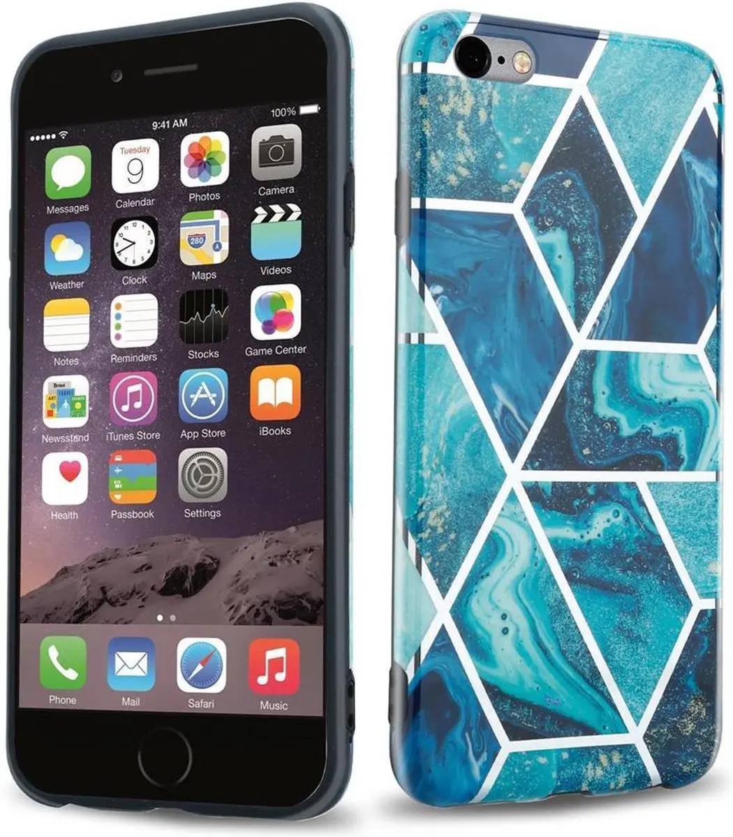 Cadorabo Hoesje geschikt voor Apple iPhone 6 PLUS / 6S PLUS in Blauwe Golf Marme