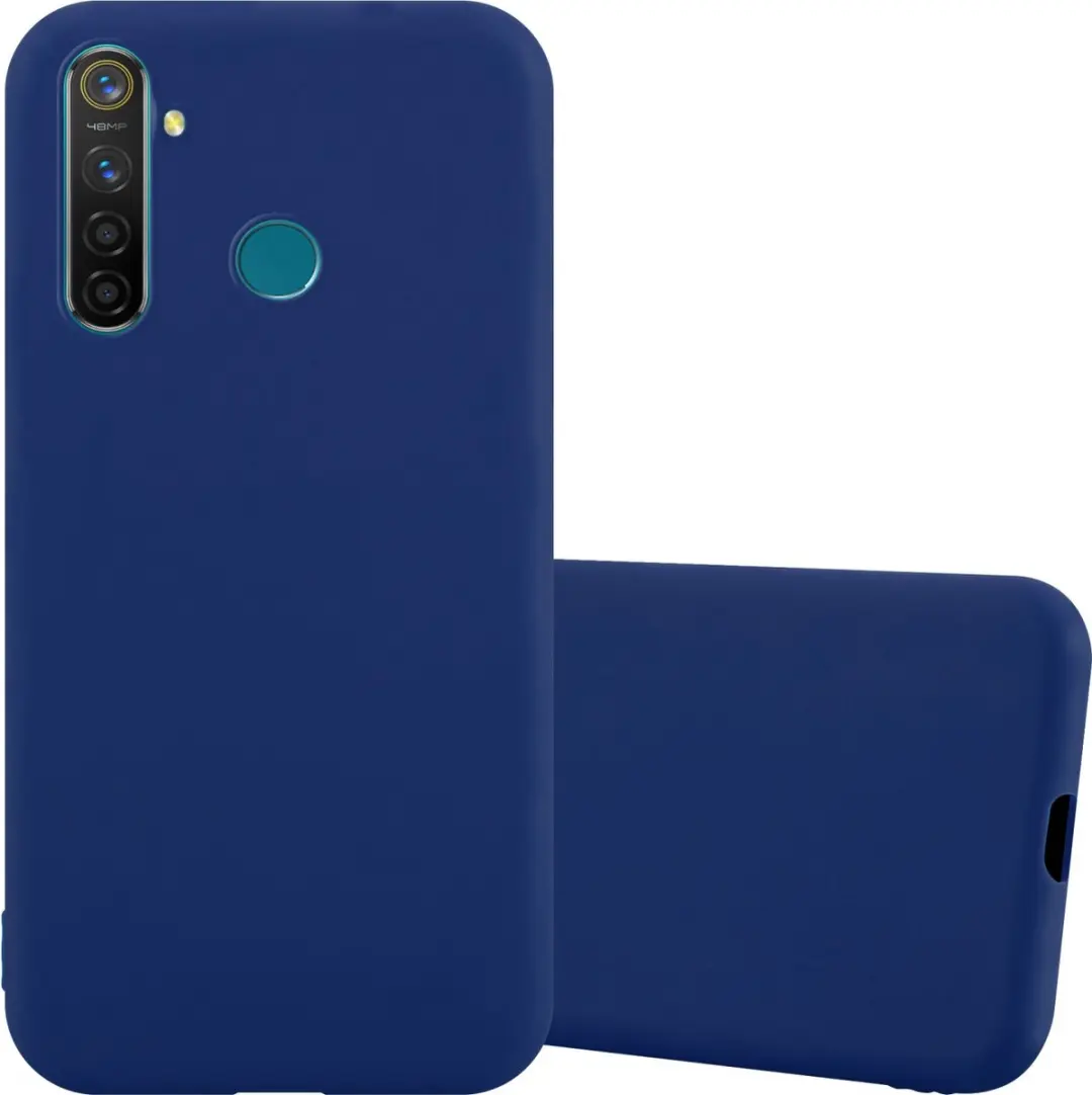 Cadorabo Hoesje geschikt voor Realme 5 PRO / Realme Q in CANDY DONKER BLAUW