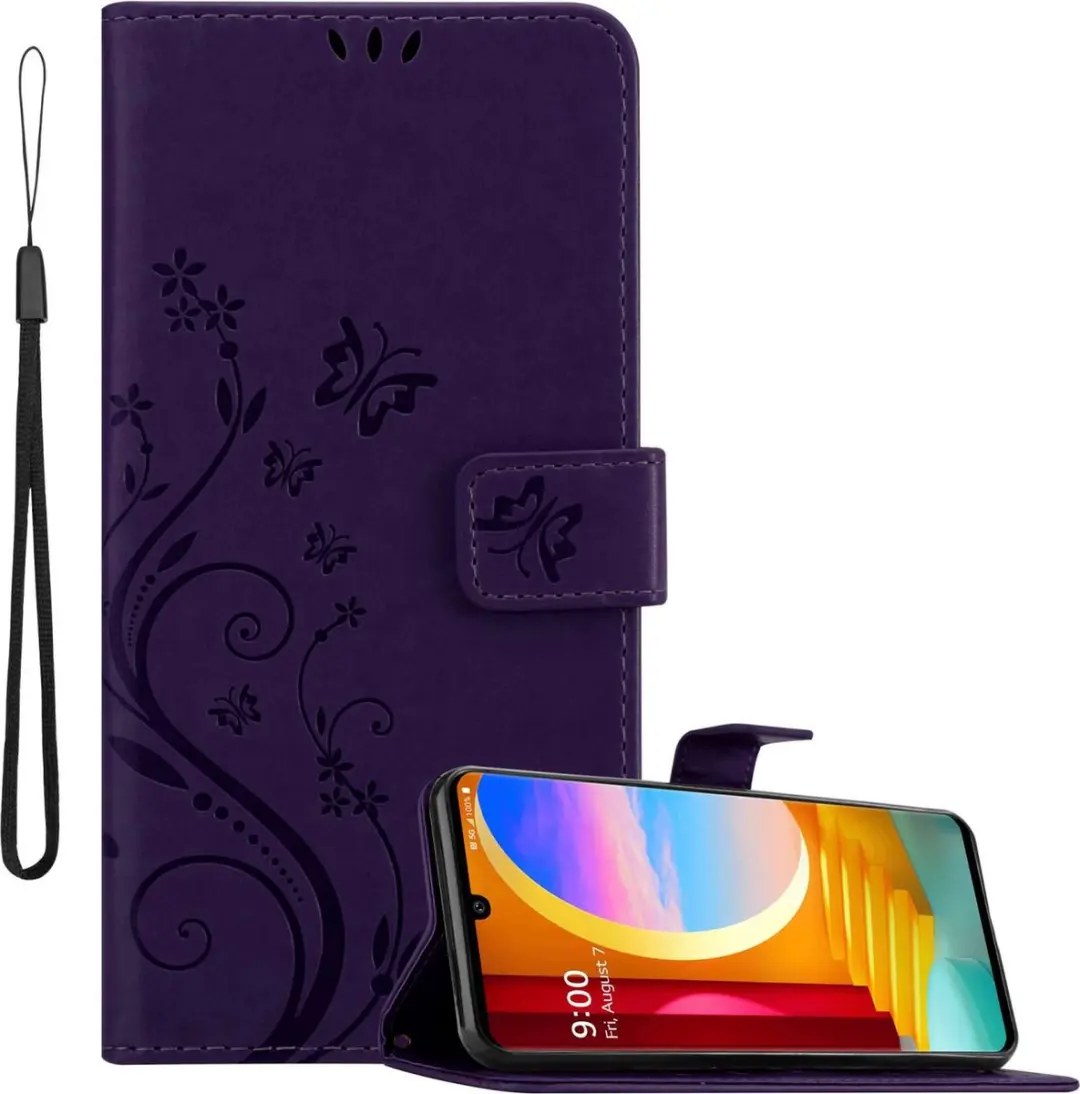Cadorabo Hoesje geschikt voor LG Velvet in BLOEMEN DONKER PAARS