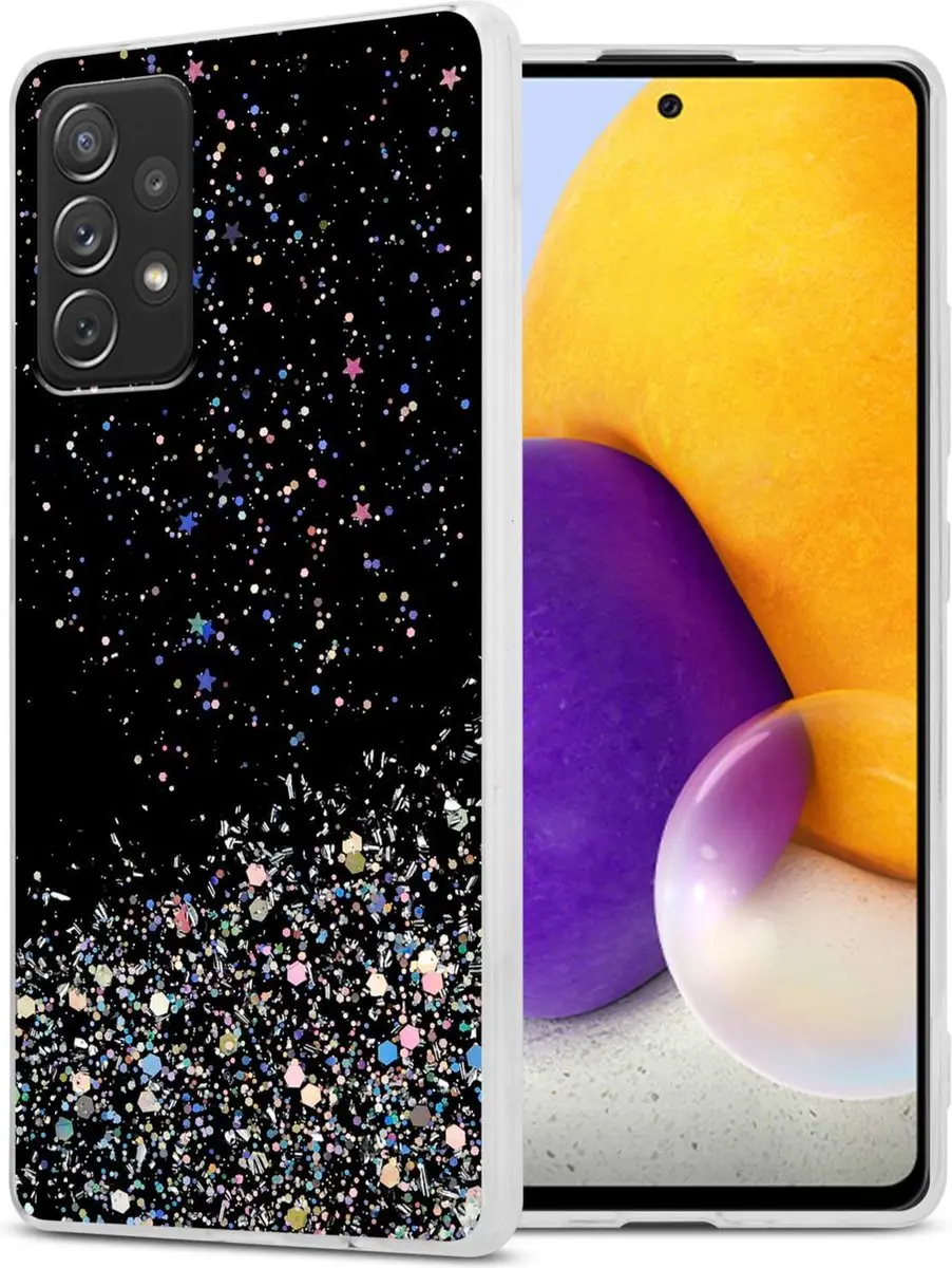 Cadorabo Hoesje geschikt voor Samsung Galaxy A72 4G / 5G in Zwart met Glitter