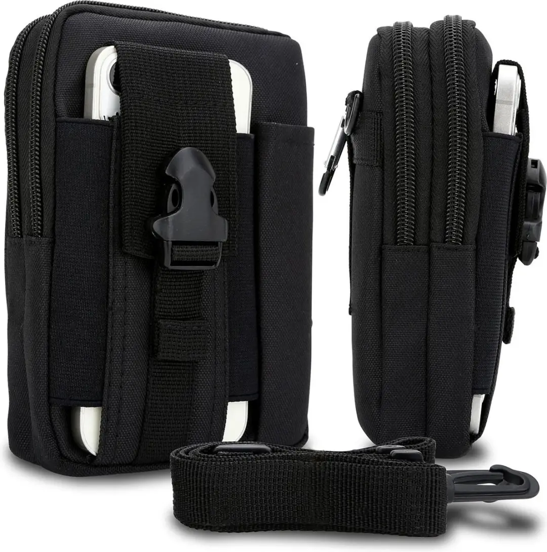 Hoesje geschikt voor WIKO Y82 in effen zwart tactische mobiele telefoon molle ED