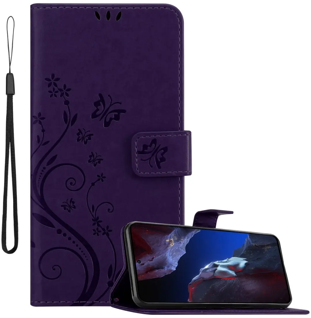 Cadorabo Hoesje geschikt voor Xiaomi Poco F5 Pro in BLOEMEN DONKER PAARS