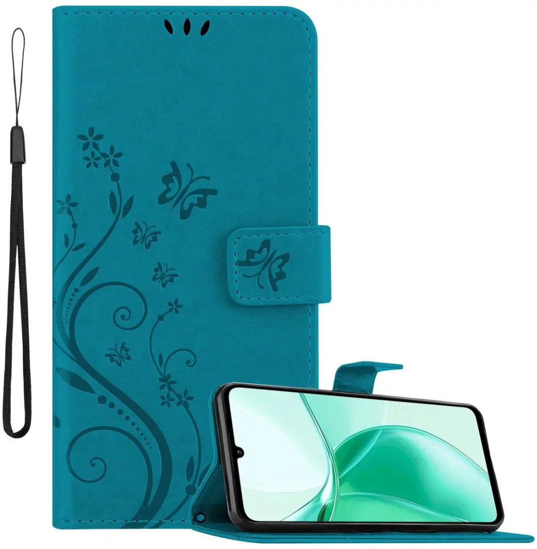 Cadorabo Hoesje geschikt voor ZTE Blade A35 / A55 in BLOEMEN BLAUW