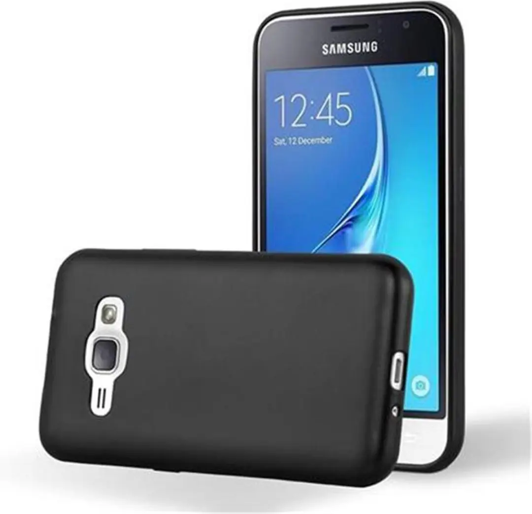 Cadorabo Hoesje geschikt voor Samsung Galaxy J1 2016 in METALLIC ZWART