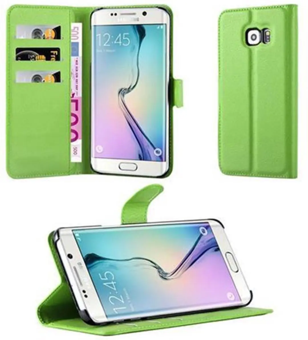 Cadorabo Hoesje geschikt voor Samsung Galaxy S6 EDGE in MUNT GROEN