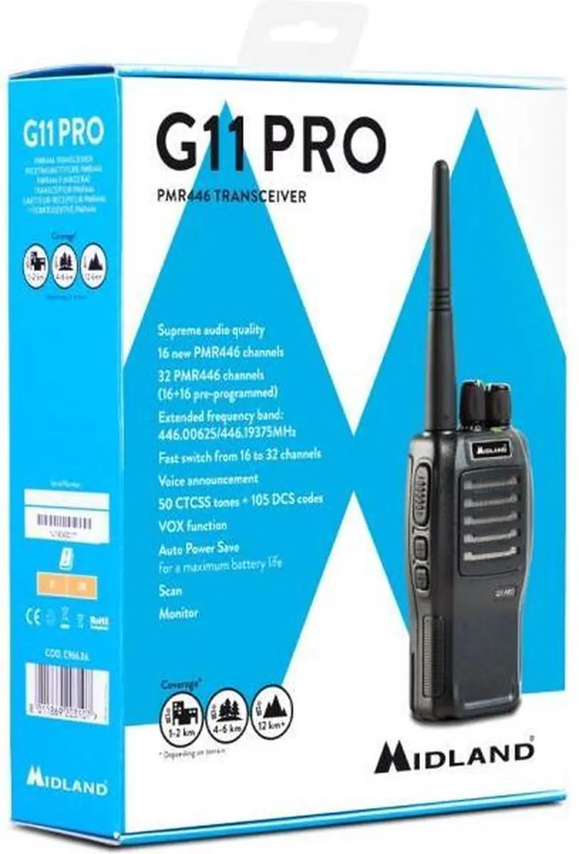 Midland G11 Pro C966.06 Portofoon - PMR446 - Zwart - afbeelding 5 van 6