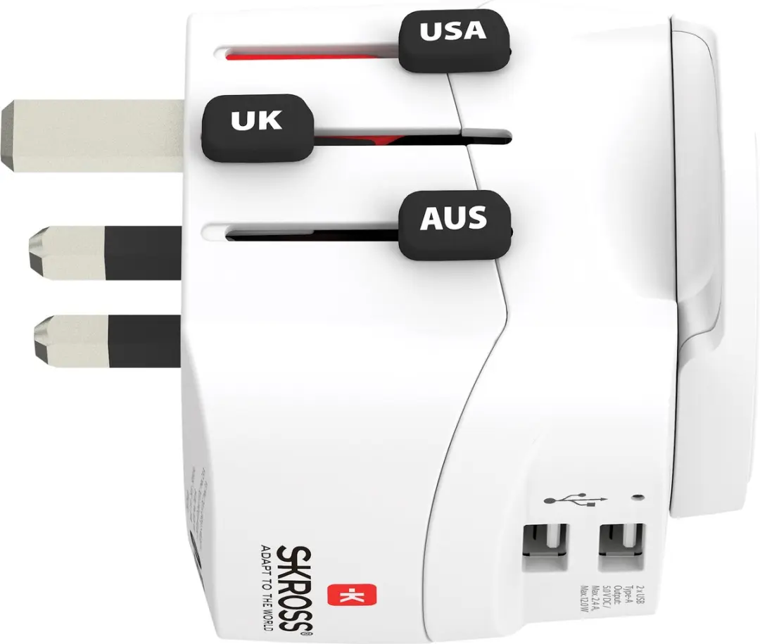 Skross Wereld Adapter Pro Light USB Reisadapter - 2 USB-poorten - Wit - afbeelding 6 van 6