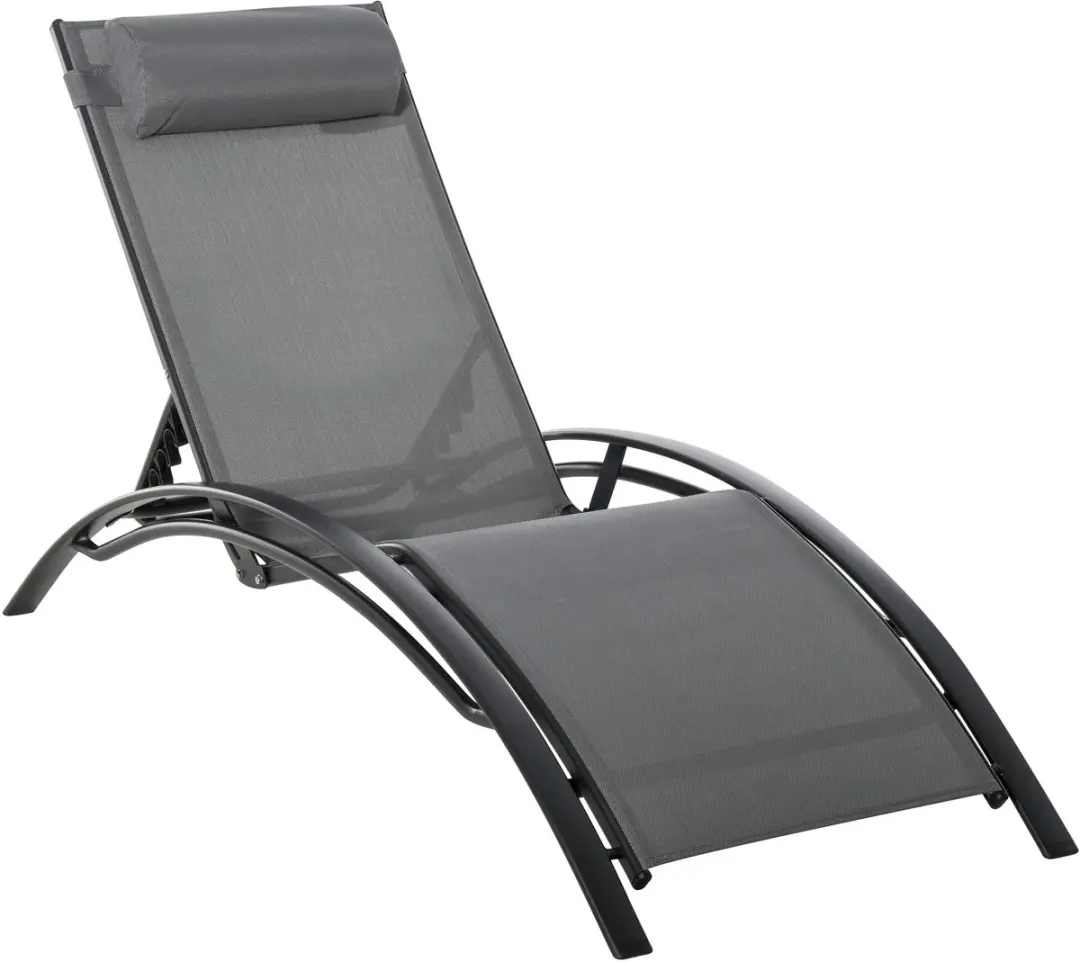 Verstelbare Lounger met Rugleuning en Afneembare Hoofdkussen